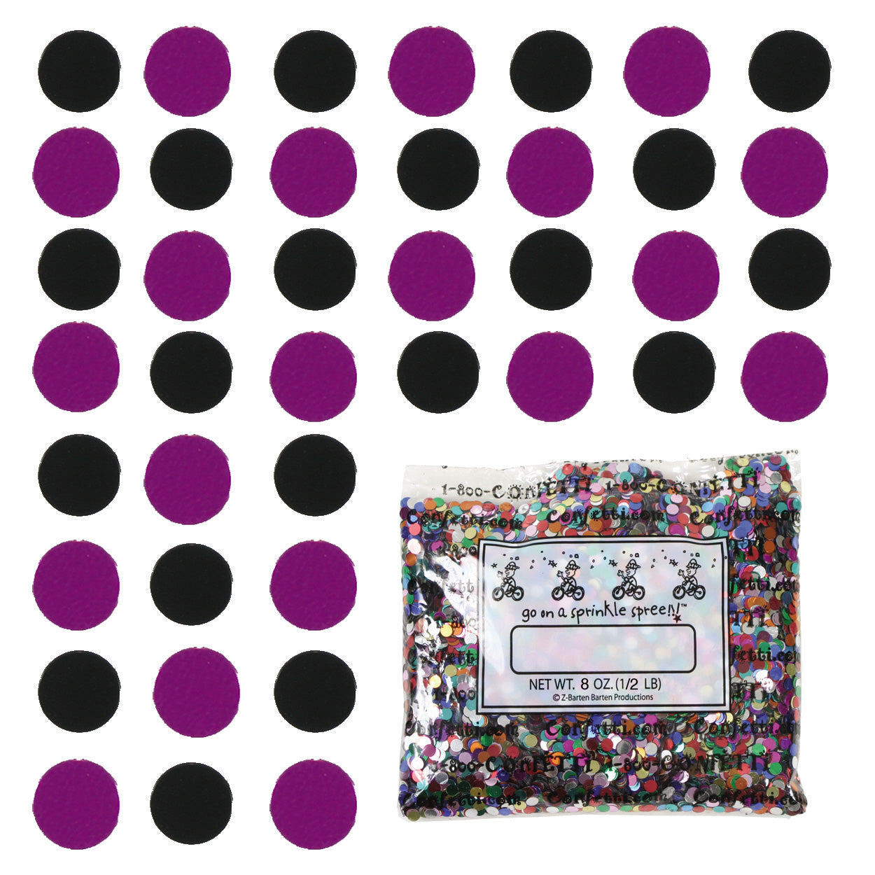 Confetti Circle 1/4" Black, Fuchsia