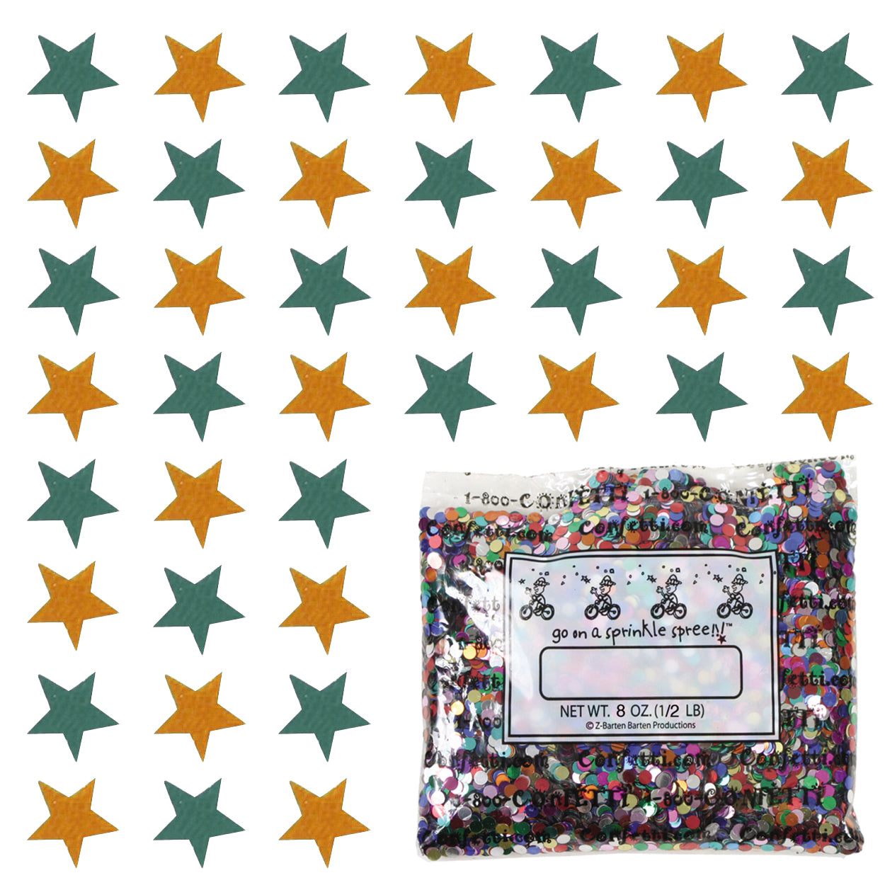 Confetti Star 1/4" Green Hunter, Orange