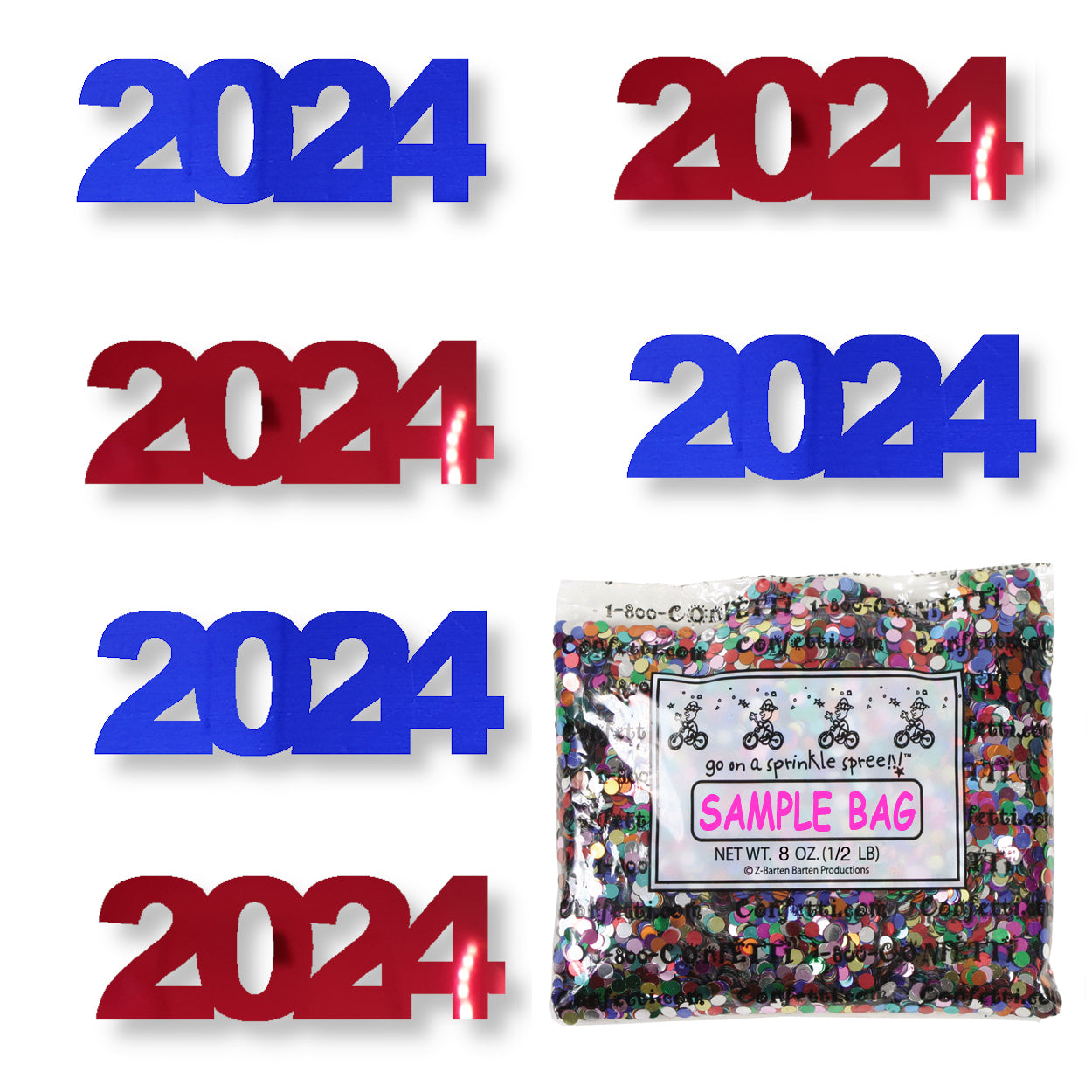 Confetti Year 2024 Blue Royal, Red