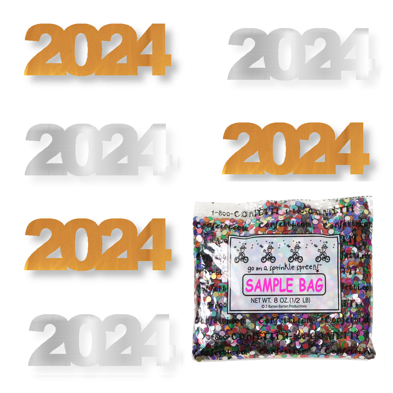 Confetti Year 2024 Orange, Silver