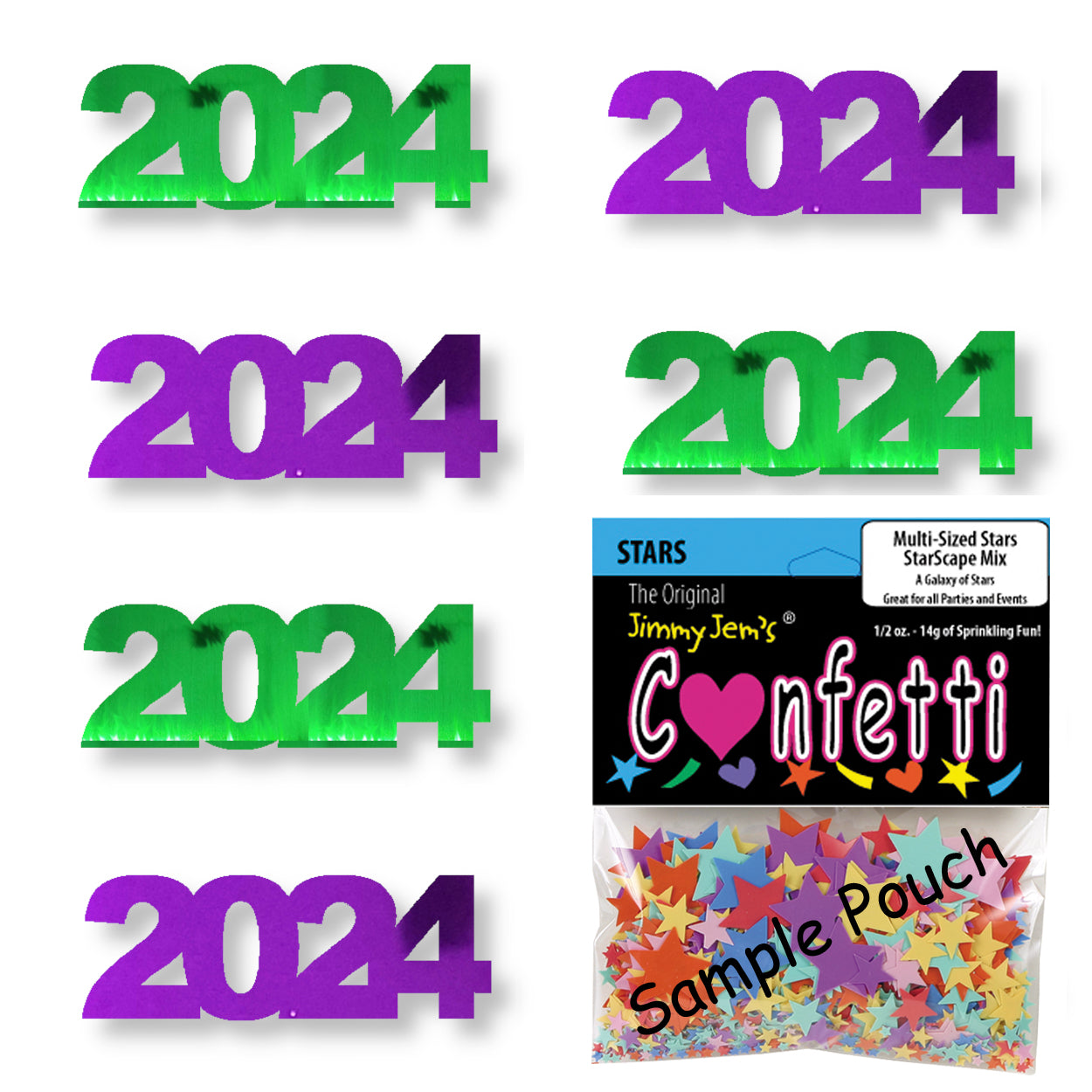 Confetti Year 2024 Green, Purple