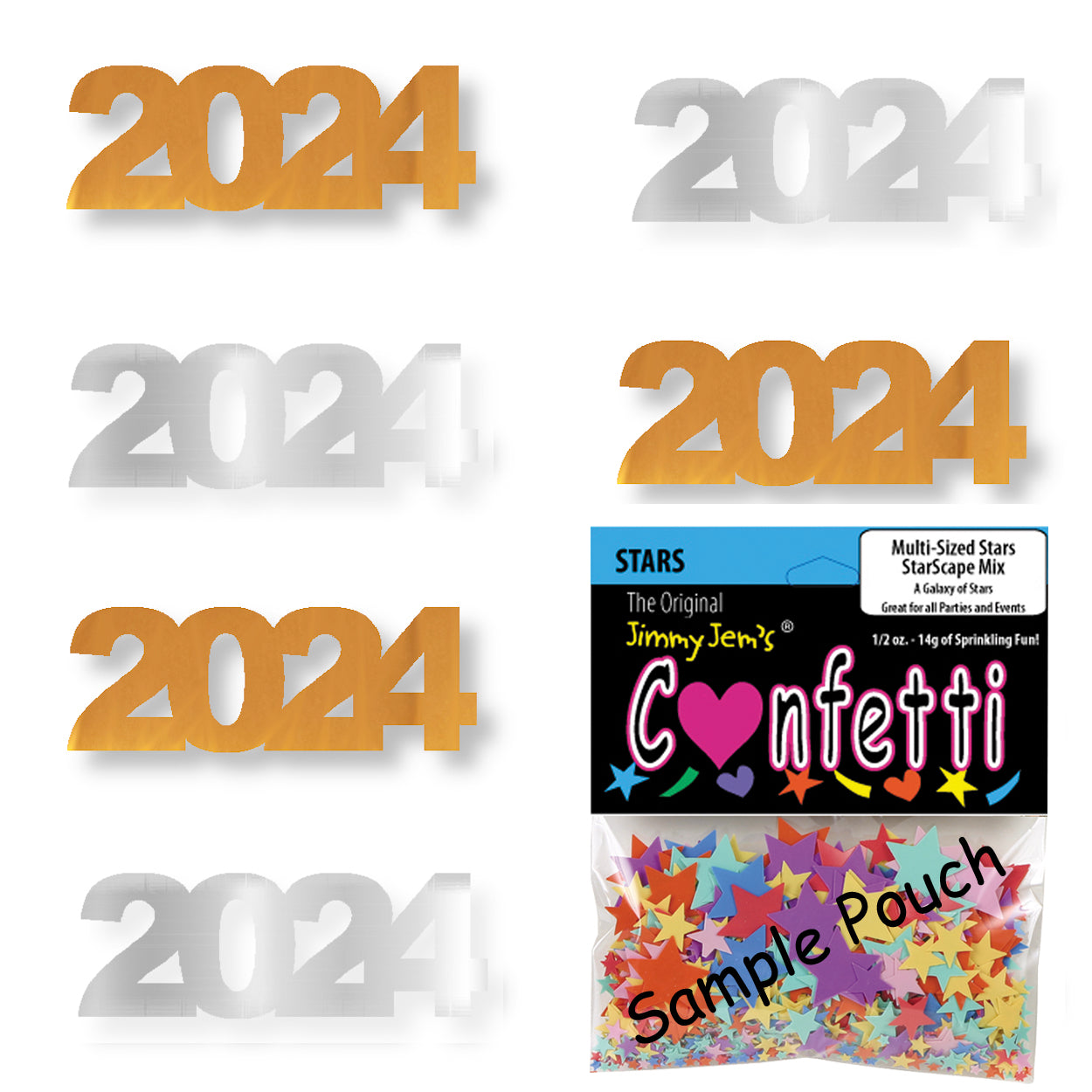 Confetti Year 2024 Orange, Silver