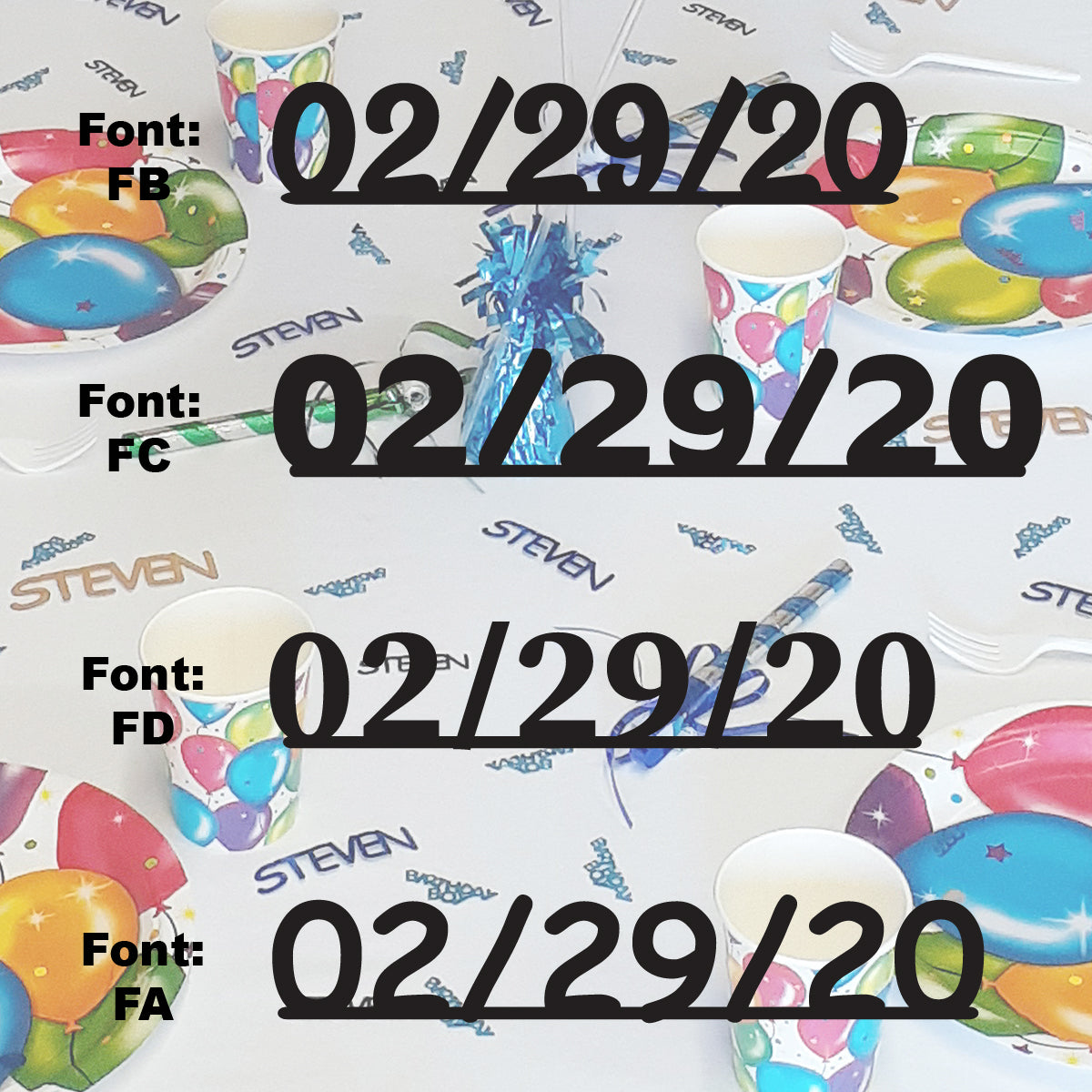 Custom-Fetti Date - 02/29/24 or 02/29/25  Black