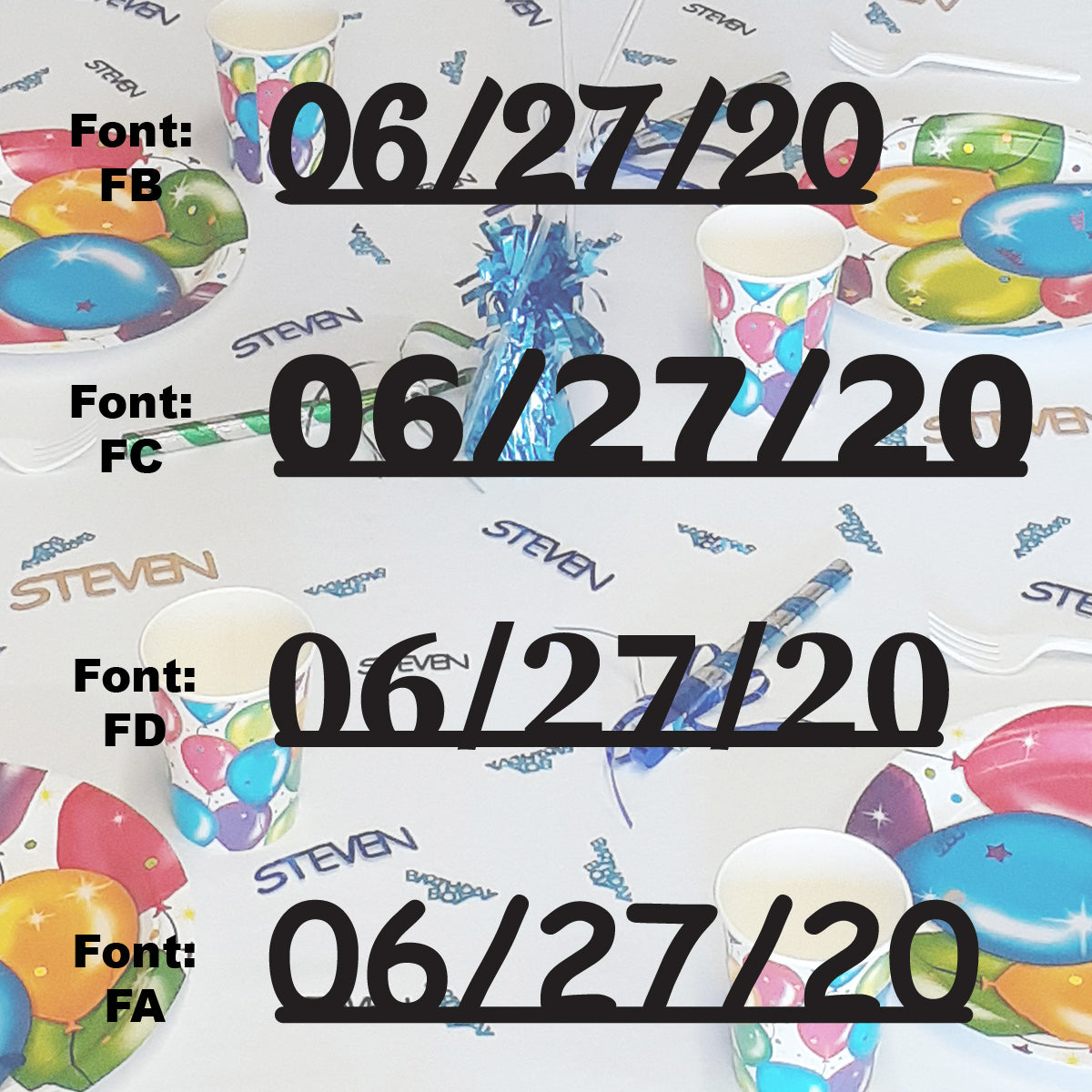 Custom-Fetti Date - 06/27/24 or 06/27/25  Black