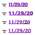 Custom-Fetti Date - 11/29/24 or 11/29/25  Purple