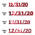 Custom-Fetti Date - 12/31/24 or 12/31/25  Red